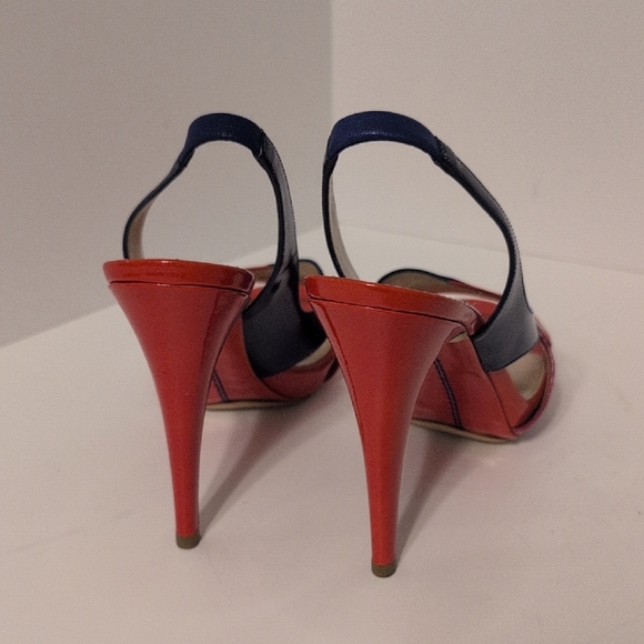 Giorgio Armani, Italy, Patent Leather, Heels, Sandals, Red, Purple, Blue, Size 9 - Picture 7 of 12
